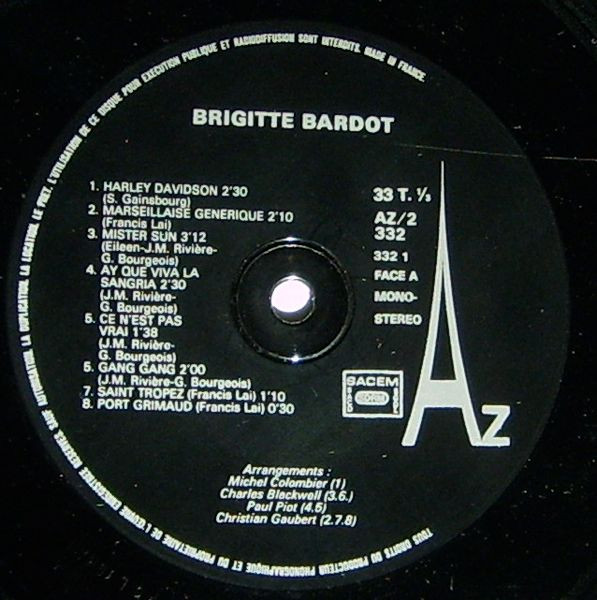 Brigitte Bardot - Brigitte Bardot | Disc'AZ (AZ/2 332) - 3