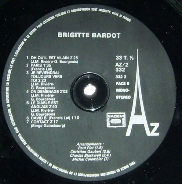 Brigitte Bardot - Brigitte Bardot | Disc'AZ (AZ/2 332) - 4