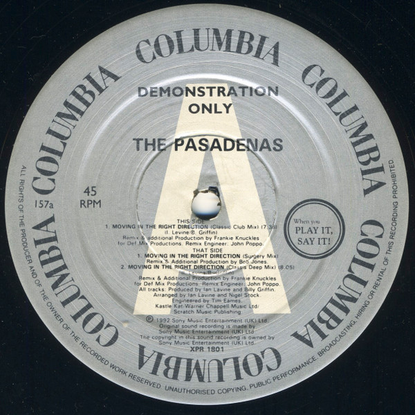 The Pasadenas - Moving In The Right Direction | Columbia (XPR 1801)