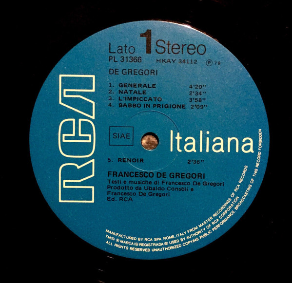 Francesco De Gregori - De Gregori | RCA Italiana (PL 31366) - 2 Francesco De Gregori - De Gregori | RCA Italiana (PL 31366) - 2