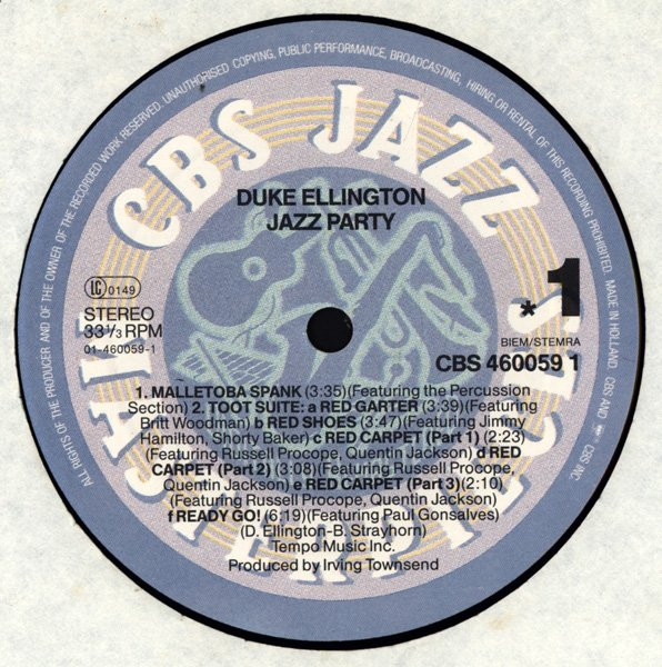 Duke Ellington And His Orchestra - Ellington Jazz Party | CBS (CBS 460059 1) - 3