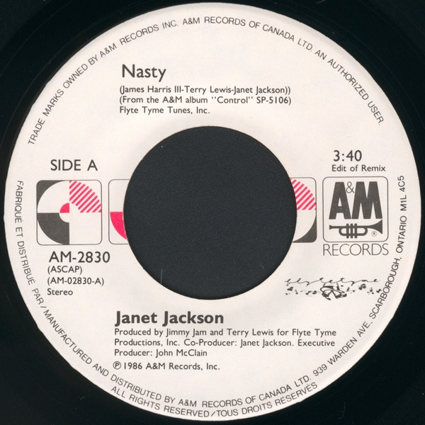 Janet Jackson - Nasty | A&M Records (AM-2830) - 3