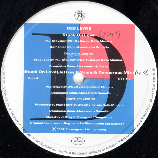 Dee Lewis - Stuck On Love | Mercury (DEE 112) - 3