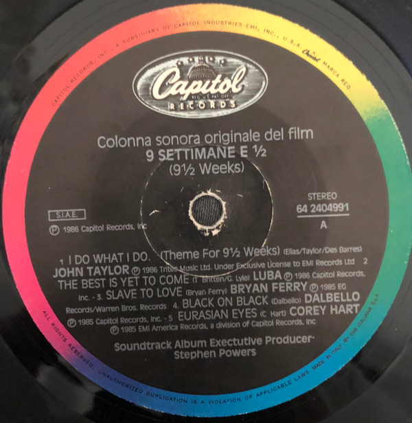 Various - 9½ Weeks - Original Motion Picture Soundtrack | Capitol Records (64 2404991) - 3