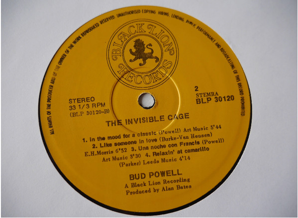 Bud Powell - The Invisible Cage | Black Lion Records (BLP 30120) - 2