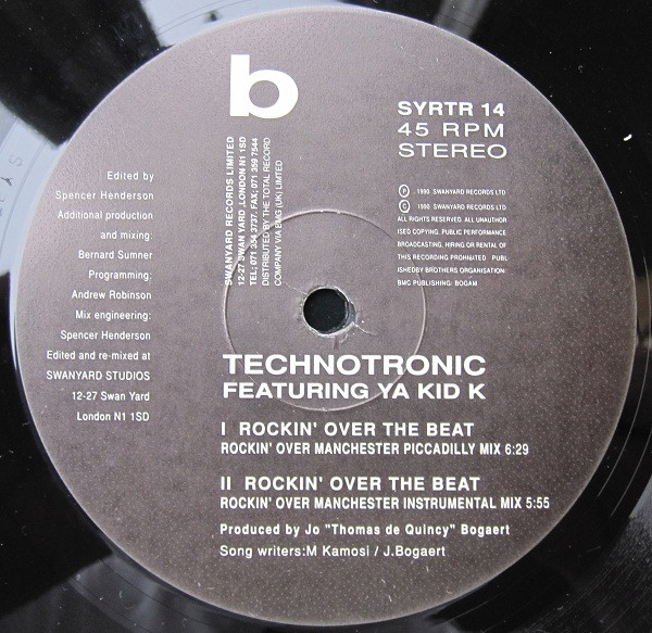 Technotronic Featuring Ya Kid K - Rockin' Over The Beat (The Bernard Sumner "Rockin' Over Manchester" Remixes) | Swanyard Records Ltd (SYRTR 14) - 4 Technotronic Featuring Ya Kid K - Rockin' Over The Beat (The Bernard Sumner "Rockin' Over Manchester" Remixes) | Swanyard Records Ltd (SYRTR 14) - 4