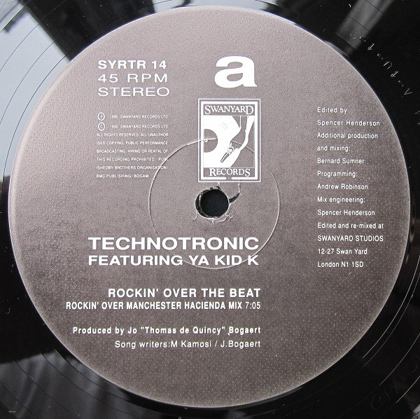 Technotronic Featuring Ya Kid K - Rockin' Over The Beat (The Bernard Sumner "Rockin' Over Manchester" Remixes) | Swanyard Records Ltd (SYRTR 14) - 3 Technotronic Featuring Ya Kid K - Rockin' Over The Beat (The Bernard Sumner "Rockin' Over Manchester" Remixes) | Swanyard Records Ltd (SYRTR 14) - 3