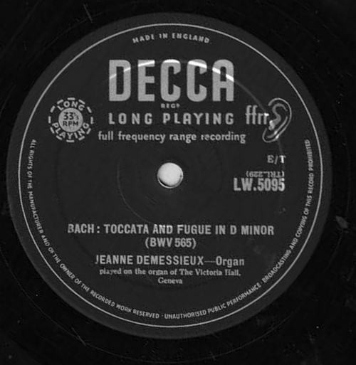 Johann Sebastian Bach - Jeanne Demessieux - Fantasia And Fugue In G Minor (BWV 537) / Toccata And Fugue In D Minor (BWV 565) | Decca (LW 5095) - 4 Johann Sebastian Bach - Jeanne Demessieux - Fantasia And Fugue In G Minor (BWV 537) / Toccata And Fugue In D Minor (BWV 565) | Decca (LW 5095) - 4