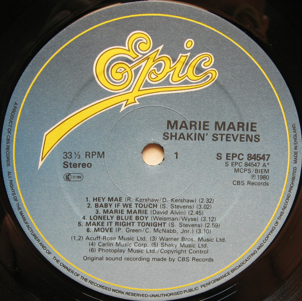 Shakin' Stevens - Marie Marie | Epic (EPC 84547) - 4