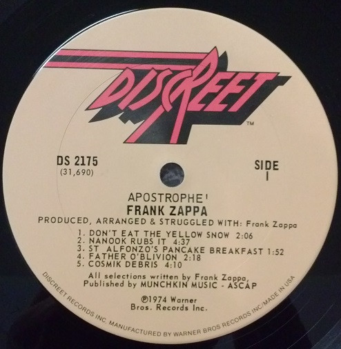 Frank Zappa - Apostrophe (') | Discreet (DS 2175) - 3