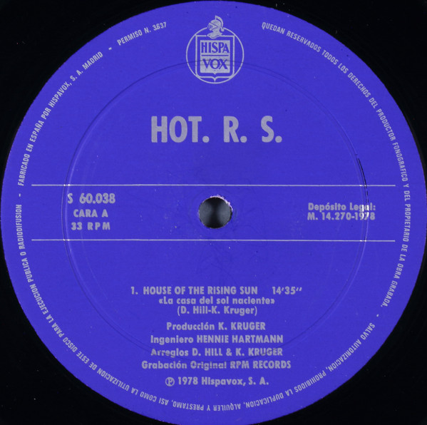HOT R.S. - House Of The Rising Sun = La Casa Del Sol Naclente | Hispavox (S 60.038) - 3