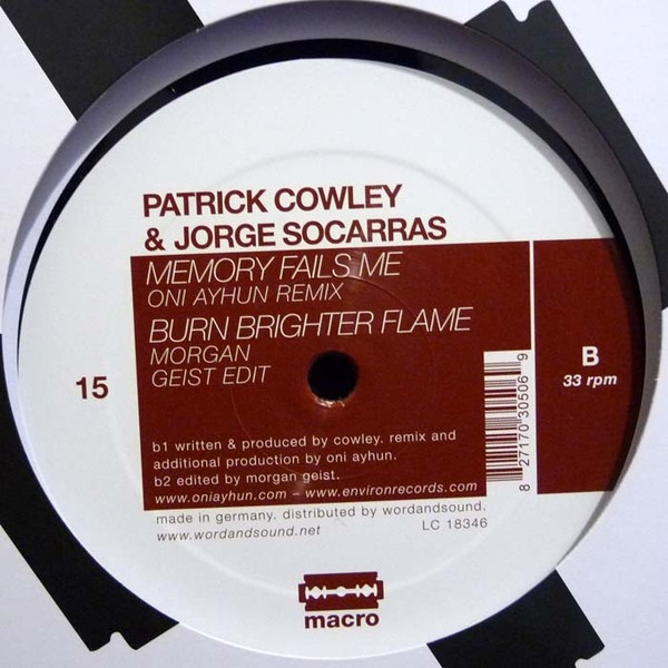 Patrick Cowley & Jorge Socarras - Burn Brighter Flame | Macro (MACRO M15) - 3