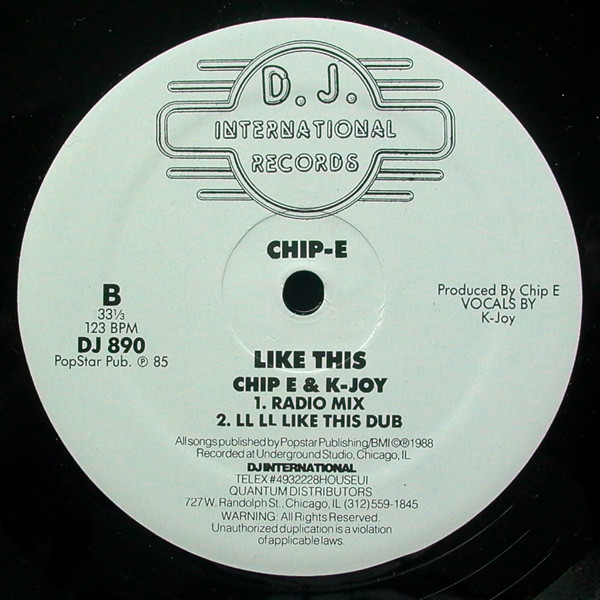 Chip E. & K. Joy - Like This | D.J. International Records (DJ 890) - 2