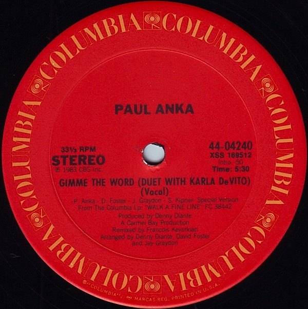 Paul Anka - Gimme The Word | Columbia (44-04240)