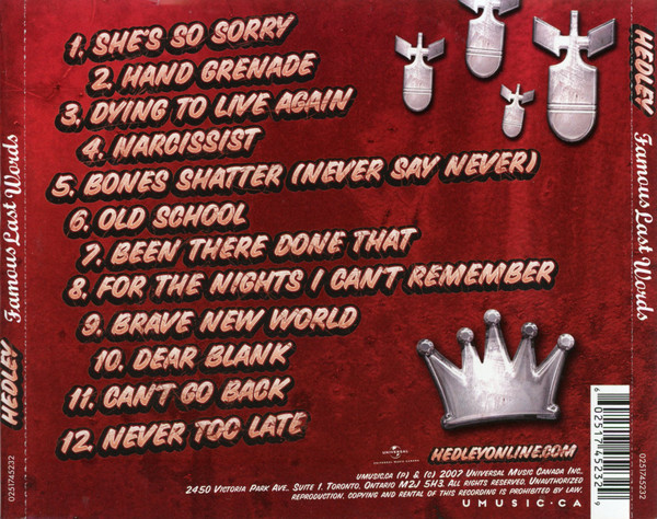Hedley - Famous Last Words | Universal (0251745232) - 2