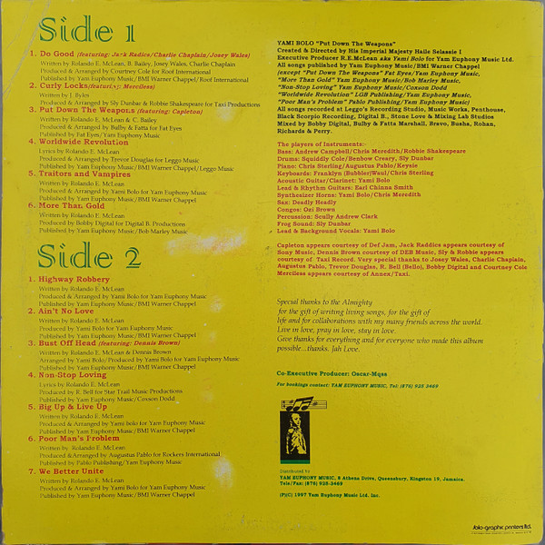 Yami Bolo - Put Down The Weapons | Yam Euphony Music (YAMLP 0005) - 2