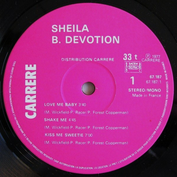 Sheila B. Devotion - Love Me Baby (Including Singin' In The Rain) | Carrere (67.187)