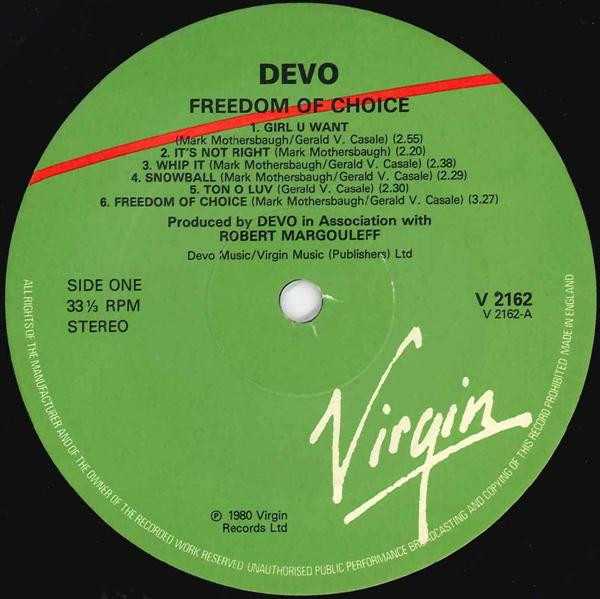 Devo - Freedom Of Choice | Virgin (V 2162) - 3