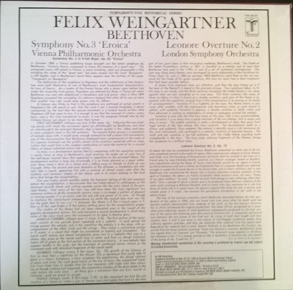 Felix Weingartner Conducts Ludwig van Beethoven / Wiener Philharmoniker / London Symphony Orchestra - Symphony No. 3 'Eroica' / Leonore Overture No. 2 | VOX/Turnabout (THS 65147) - 2