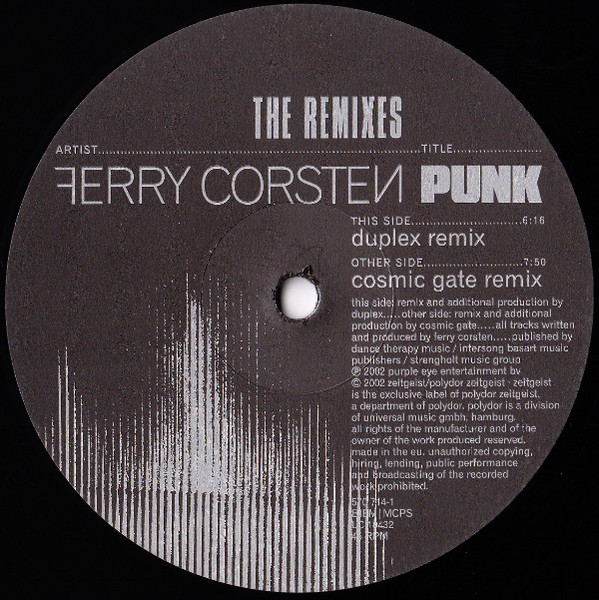 Ferry Corsten - Punk (The Remixes) | Zeitgeist (570 714-1) - 2