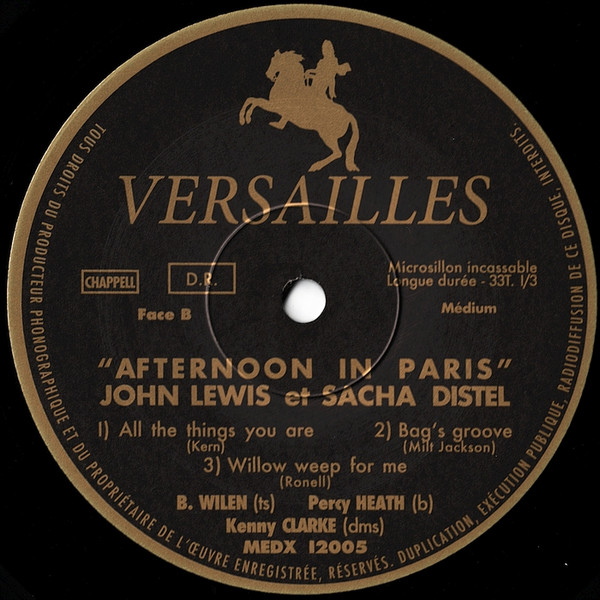 John Lewis & Sacha Distel - Afternoon In Paris | Versailles (MEDX 12005) - 4