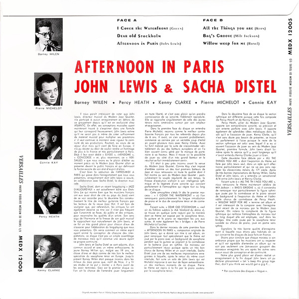 John Lewis & Sacha Distel - Afternoon In Paris | Versailles (MEDX 12005) - 2