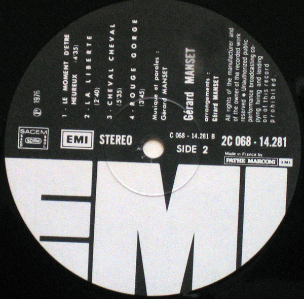 Gérard Manset - Rien À Raconter | EMI (2C 068-14281) - 2