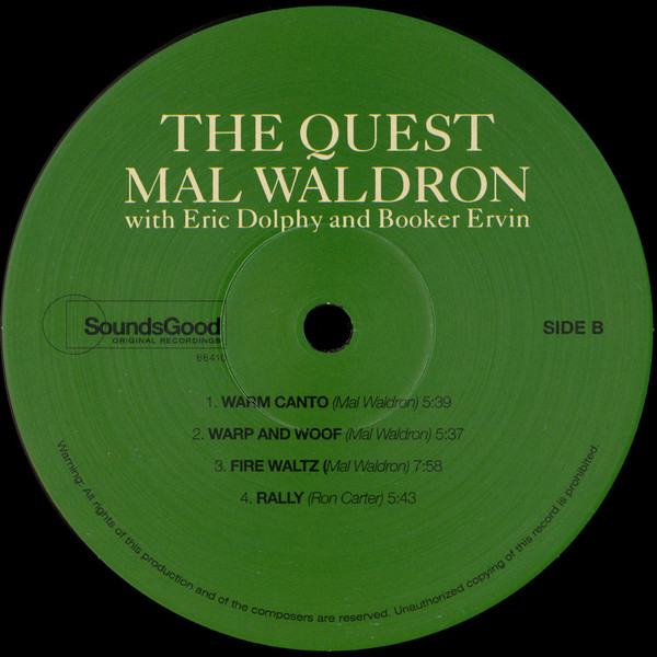 Mal Waldron With Eric Dolphy And Booker Ervin - The Quest | SoundsGood Original Recordings (66410)