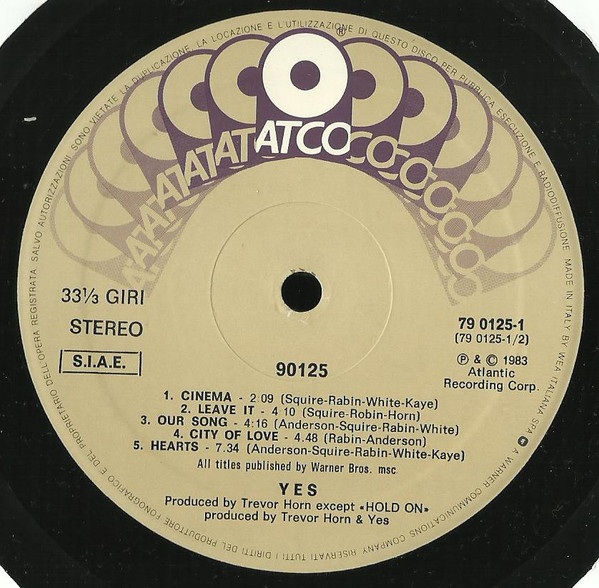 Yes - 90125 | ATCO Records (79 0125-1) - 3