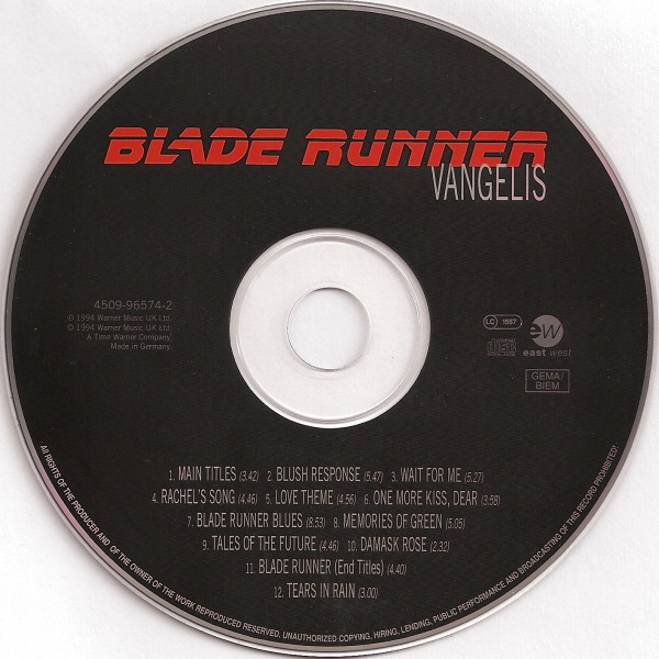 Vangelis - Blade Runner | EastWest (4509-96574-2) - 4