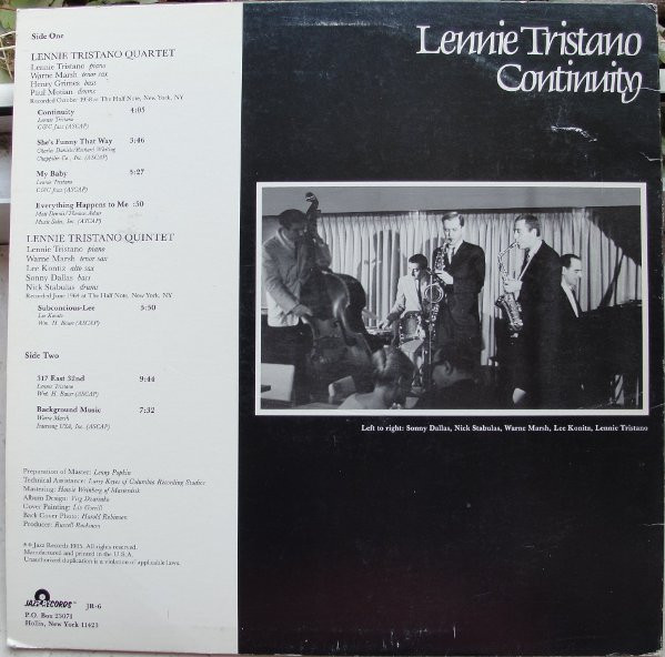 Lennie Tristano - Continuity | Jazz Records (JR-6) - 2
