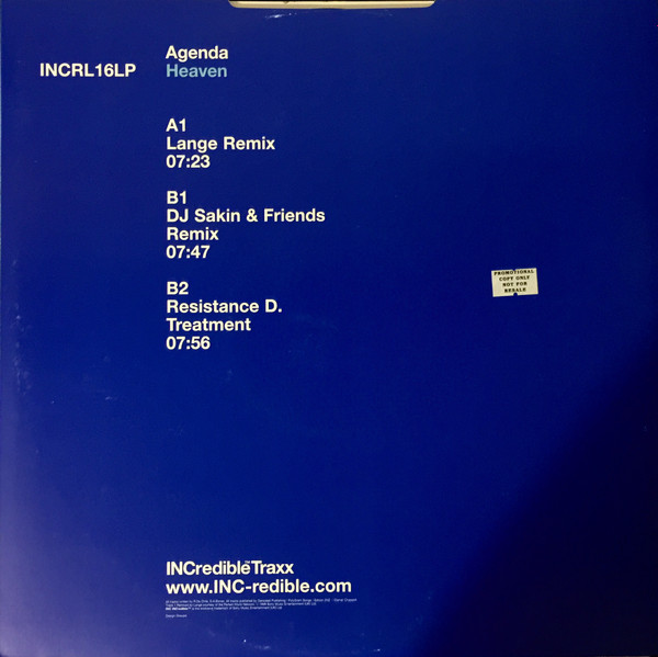 Agenda - Heaven (Mixes By Lange & DJ Sakin) | INCredible (INCRL 16LP) - 2