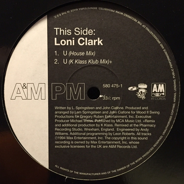 Loni Clark - U | A&M Records (580 475-1) - 3 Loni Clark - U | A&M Records (580 475-1) - 3