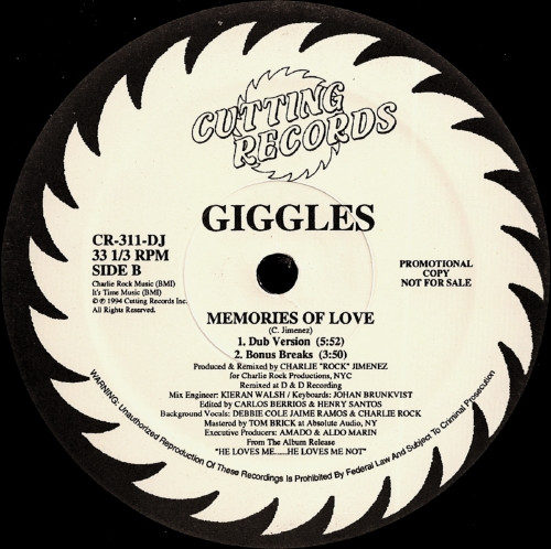 Giggles - Memories Of Love | Cutting Records (CR-311-DJ) - 2 Giggles - Memories Of Love | Cutting Records (CR-311-DJ) - 2