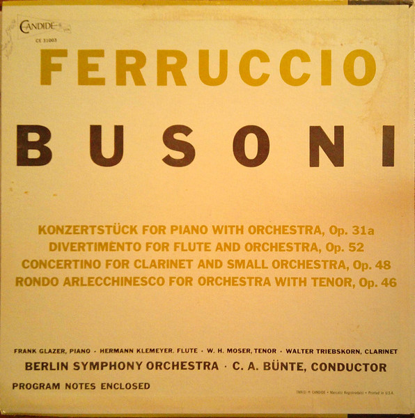 Ferruccio Busoni - Busoni | Candide (CE 31003) - 2