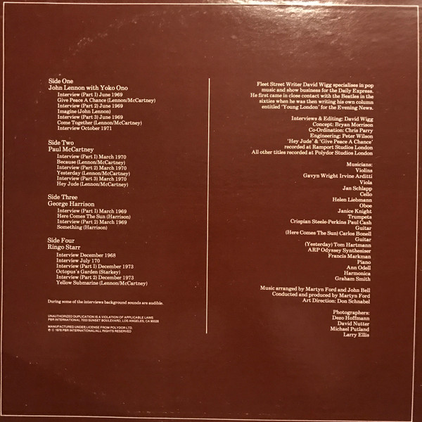 The Beatles / David Wigg - The Beatles Tapes From The David Wigg Interviews | PBR International (PBR 7005/6) - 2 The Beatles / David Wigg - The Beatles Tapes From The David Wigg Interviews | PBR International (PBR 7005/6) - 2