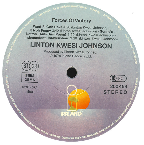 Linton Kwesi Johnson - Forces Of Victory | Island Records (200 459) - 3 Linton Kwesi Johnson - Forces Of Victory | Island Records (200 459) - 3