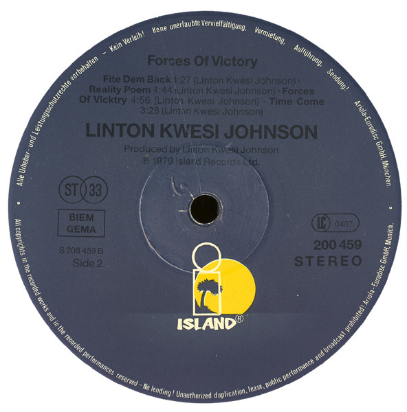 Linton Kwesi Johnson - Forces Of Victory | Island Records (200 459) - 4 Linton Kwesi Johnson - Forces Of Victory | Island Records (200 459) - 4