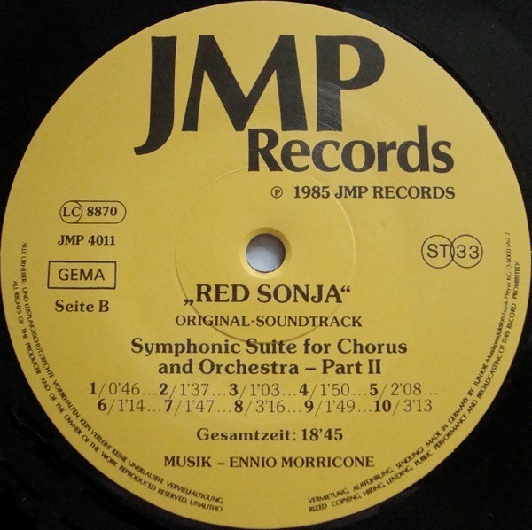 Ennio Morricone - Red Sonja Original Soundtrack | JMP Records (JMP 4011) - 4