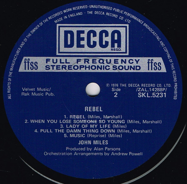 John Miles - Rebel | Decca (SKL 5231) - 2