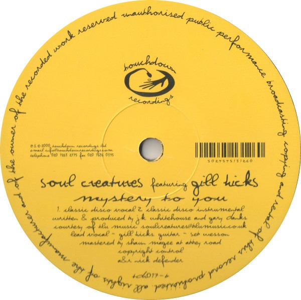 Soul Creatures & Gill Hicks - Mystery To You | Touchdown Recordings (tdr017) Soul Creatures & Gill Hicks - Mystery To You | Touchdown Recordings (tdr017)