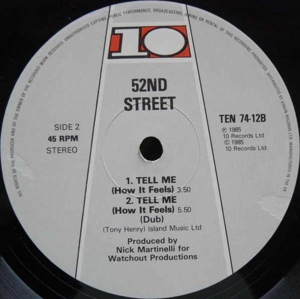 52nd Street - Tell Me (How It Feels) | 10 Records (TEN 74-12) - 4 52nd Street - Tell Me (How It Feels) | 10 Records (TEN 74-12) - 4