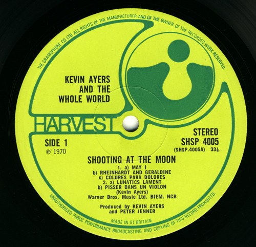 Kevin Ayers And The Whole World - Shooting At The Moon | Harvest (SHSP 4005) - 3