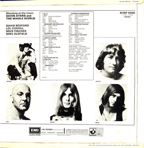 Kevin Ayers And The Whole World - Shooting At The Moon | Harvest (SHSP 4005) - 2