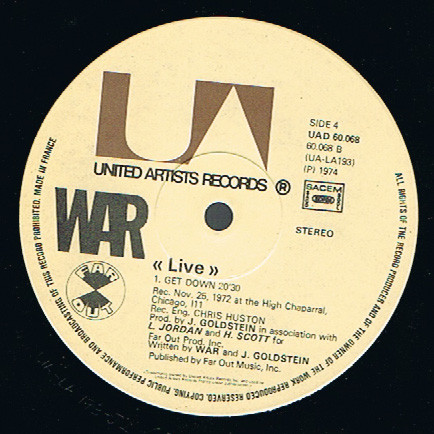 War - Live | United Artists Records (UAD 60067) - 4 War - Live | United Artists Records (UAD 60067) - 4