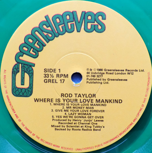 Rod Taylor - Where Is Your Love Mankind | Greensleeves Records (GREL 17) - 3 Rod Taylor - Where Is Your Love Mankind | Greensleeves Records (GREL 17) - 3