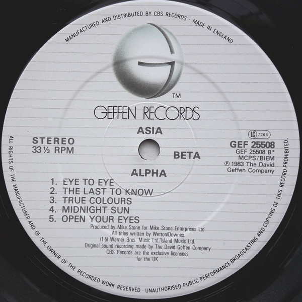 Asia - Alpha | Geffen Records (GEF 25508) - 3 Asia - Alpha | Geffen Records (GEF 25508) - 3