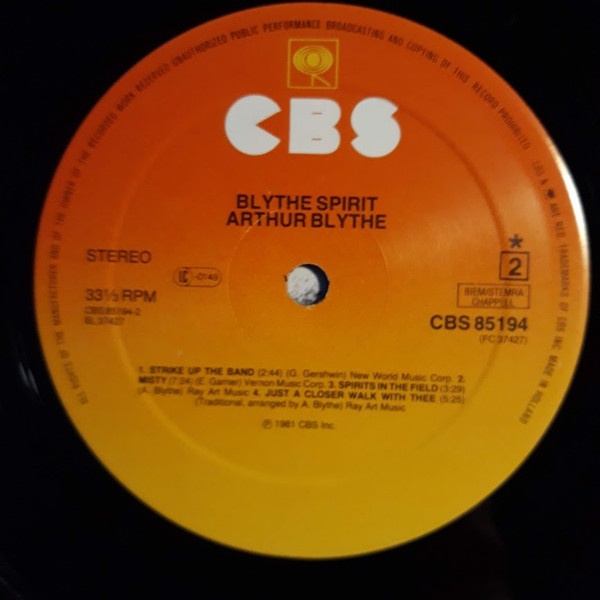 Arthur Blythe - Blythe Spirit | CBS (85194) - 4
