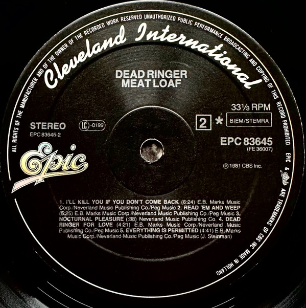 Meat Loaf - Dead Ringer | Epic (EPC 83645) - 4