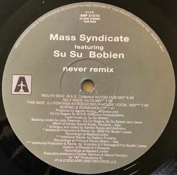 Mass Syndicate Featuring Su Su Bobien - Never (Remixes) | Airplane! Records (ARP 21072) - main